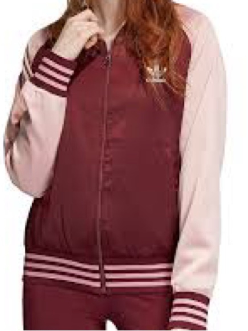 Adidas Originals Maroon & Pink Satin Track Jacket Size M